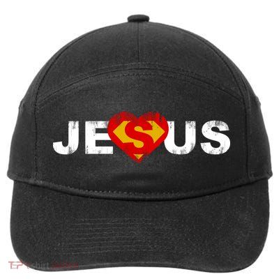 Jesus Superhero Christianity 7-Panel Snapback Hat