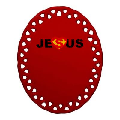 Jesus Superhero Christianity Ceramic Oval Ornament