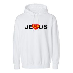 Jesus Superhero Christianity Garment-Dyed Fleece Hoodie