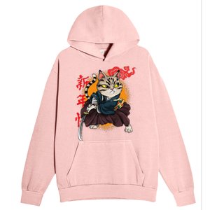 Japanese Samurai Cat Tattoo Kawaii Ninja Cat Urban Pullover Hoodie