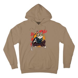 Japanese Samurai Cat Tattoo Kawaii Ninja Cat Hoodie