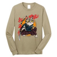 Japanese Samurai Cat Tattoo Kawaii Ninja Cat Long Sleeve Shirt