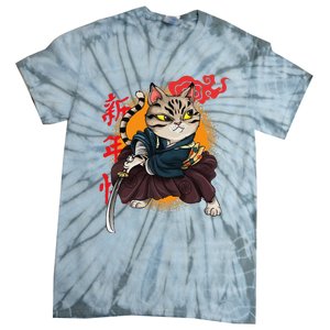 Japanese Samurai Cat Tattoo Kawaii Ninja Cat Tie-Dye T-Shirt