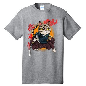 Japanese Samurai Cat Tattoo Kawaii Ninja Cat Tall T-Shirt