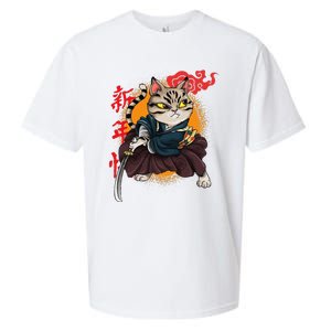 Japanese Samurai Cat Tattoo Kawaii Ninja Cat Sueded Cloud Jersey T-Shirt