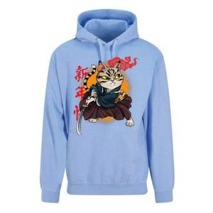 Japanese Samurai Cat Tattoo Kawaii Ninja Cat Unisex Surf Hoodie