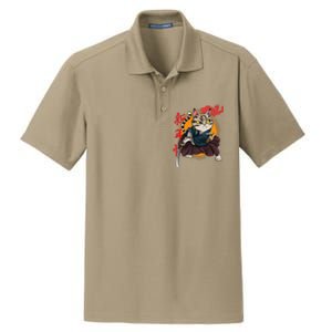 Japanese Samurai Cat Tattoo Kawaii Ninja Cat Dry Zone Grid Polo