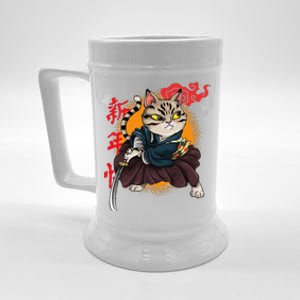 Japanese Samurai Cat Tattoo Kawaii Ninja Cat Beer Stein