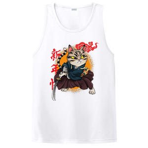 Japanese Samurai Cat Tattoo Kawaii Ninja Cat PosiCharge Competitor Tank