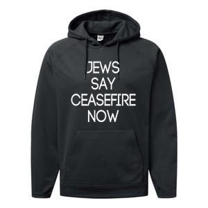 Jews Say Ceasefire Now American Jews Design Performance Fleece Hoodie