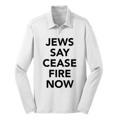 Jews Say Cease Fire Now  Silk Touch Performance Long Sleeve Polo