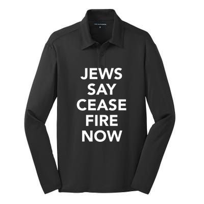 Jews Say Cease Fire Now Costume Silk Touch Performance Long Sleeve Polo