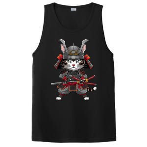 Japanese Samurai Cat Funny Parody Japanese PosiCharge Competitor Tank