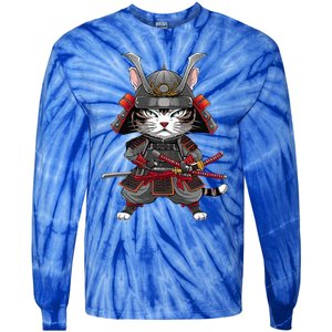 Japanese Samurai Cat Funny Parody Japanese Tie-Dye Long Sleeve Shirt