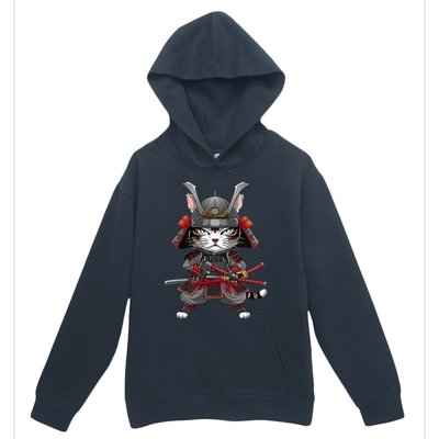 Japanese Samurai Cat Funny Parody Japanese Urban Pullover Hoodie