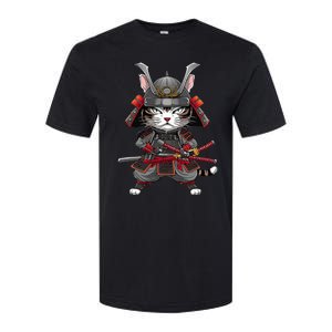 Japanese Samurai Cat Funny Parody Japanese Softstyle CVC T-Shirt