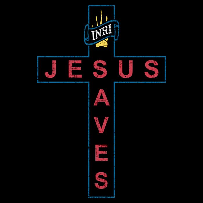 Jesus Saves Christian Slogan Cross Flexfit Unipanel Trucker Cap