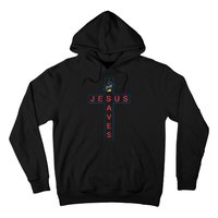 Jesus Saves Christian Slogan Cross Hoodie