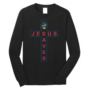 Jesus Saves Christian Slogan Cross Long Sleeve Shirt