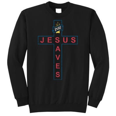 Jesus Saves Christian Slogan Cross Sweatshirt