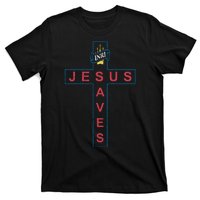 Jesus Saves Christian Slogan Cross T-Shirt