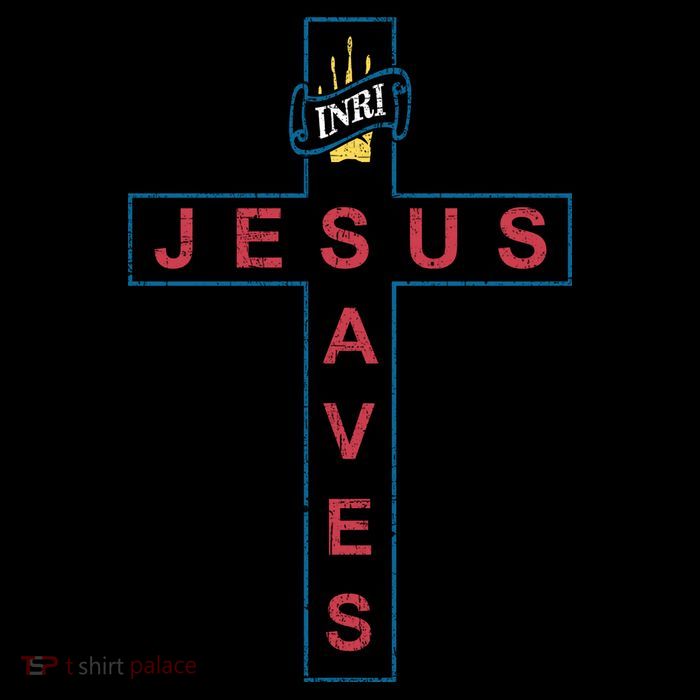 Jesus Saves Christian Slogan Cross Tall T-Shirt