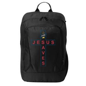 Jesus Saves Christian Slogan Cross City Backpack