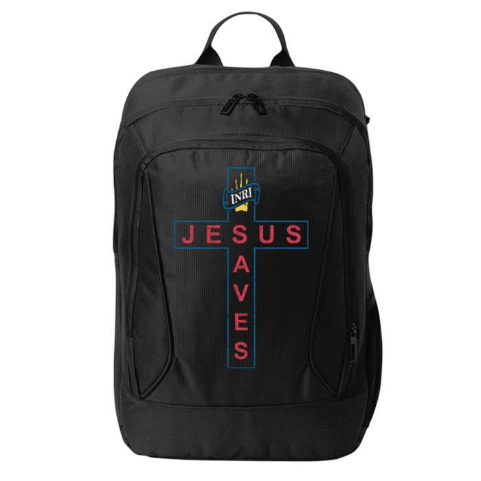 Jesus Saves Christian Slogan Cross City Backpack