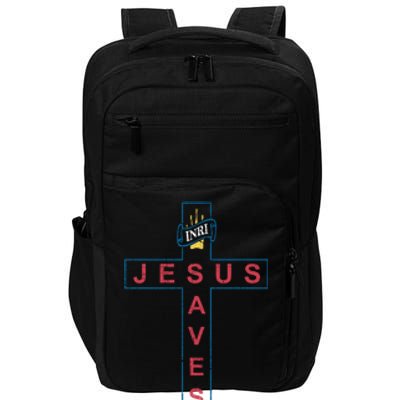 Jesus Saves Christian Slogan Cross Impact Tech Backpack