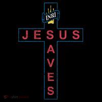 Jesus Saves Christian Slogan Cross Impact Tech Backpack
