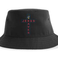 Jesus Saves Christian Slogan Cross Sustainable Bucket Hat