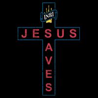 Jesus Saves Christian Slogan Cross Button
