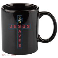 Jesus Saves Christian Slogan Cross 11oz C Handle Ceramic Mug