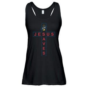 Jesus Saves Christian Slogan Cross Ladies Essential Flowy Tank