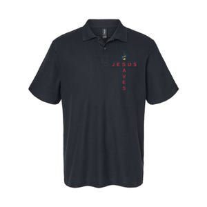 Jesus Saves Christian Slogan Cross Softstyle Adult Sport Polo