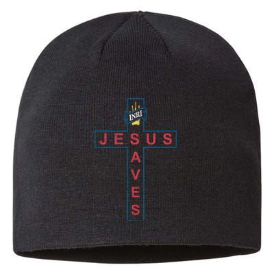 Jesus Saves Christian Slogan Cross Sustainable Beanie