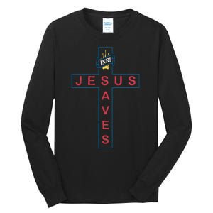 Jesus Saves Christian Slogan Cross Tall Long Sleeve T-Shirt