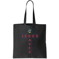 Jesus Saves Christian Slogan Cross Tote Bag