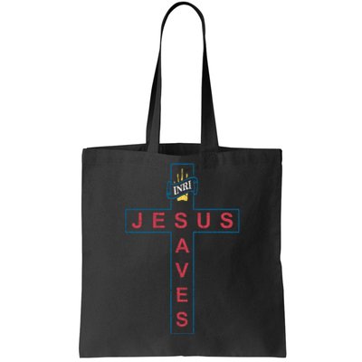 Jesus Saves Christian Slogan Cross Tote Bag