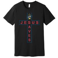 Jesus Saves Christian Slogan Cross Premium T-Shirt