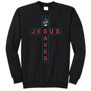 Jesus Saves Christian Slogan Cross Tall Sweatshirt