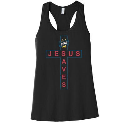 Jesus Saves Christian Slogan Cross Women's Racerback Tank