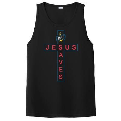 Jesus Saves Christian Slogan Cross PosiCharge Competitor Tank