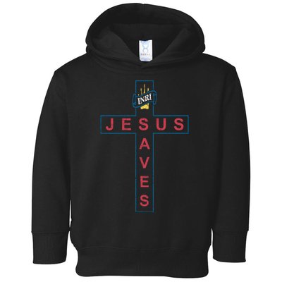 Jesus Saves Christian Slogan Cross Toddler Hoodie