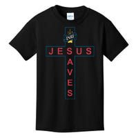 Jesus Saves Christian Slogan Cross Kids T-Shirt