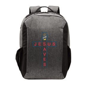 Jesus Saves Christian Slogan Cross Vector Backpack