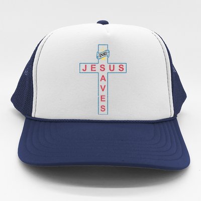 Jesus Saves Christian Slogan Cross Trucker Hat