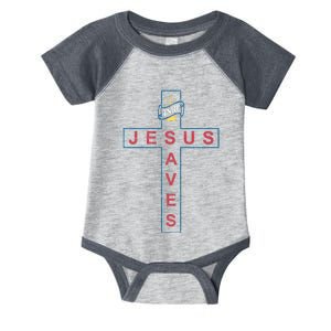 Jesus Saves Christian Slogan Cross Infant Baby Jersey Bodysuit