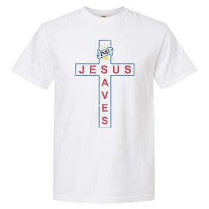 Jesus Saves Christian Slogan Cross Garment-Dyed Heavyweight T-Shirt