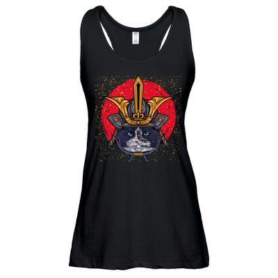 Japanese Samurai Cat Vintage Ladies Essential Flowy Tank
